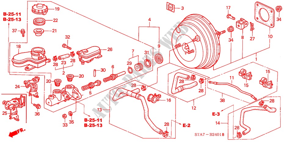BRAKE MASTER CYLINDER/MAS TER POWER (RH) for Honda STREAM 1.7ES 5 Doors 5 speed manual 2002
