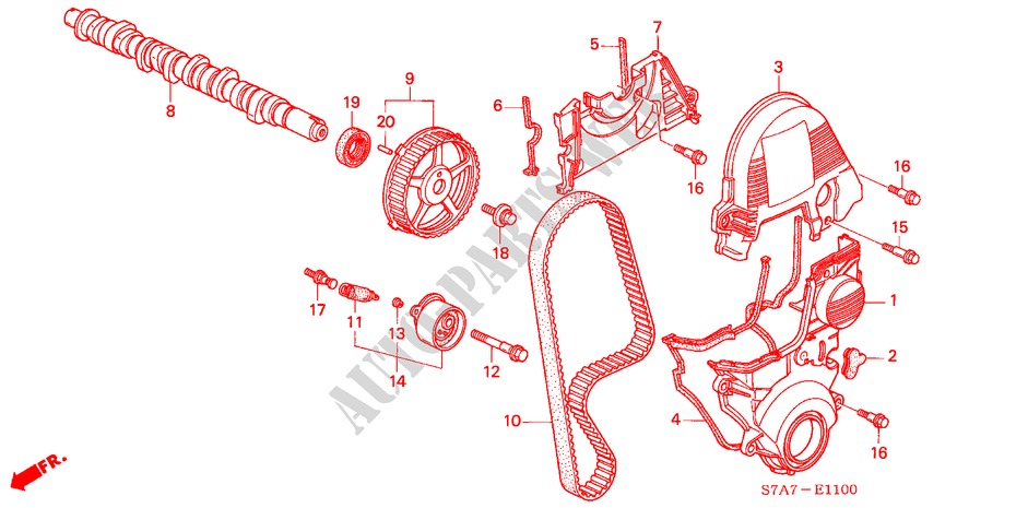 CAMSHAFT/TIMING BELT (1.7L) for Honda STREAM 1.7LS 5 Doors 5 speed manual 2003