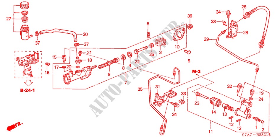 CLUTCH MASTER CYLINDER (1.7L) (RH) for Honda STREAM 1.7S 5 Doors 5 speed manual 2001