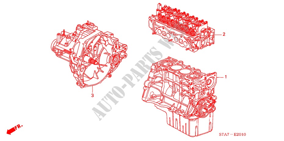 ENGINE ASSY./ TRANSMISSION ASSY. (1.7L) for Honda STREAM 1.7ES 5 Doors 5 speed manual 2001