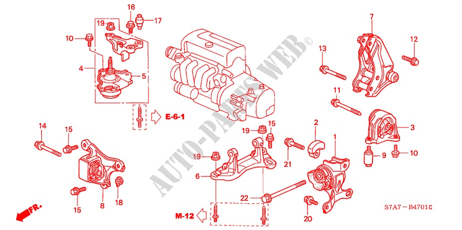ENGINE MOUNTS (2.0L) (MT) for Honda STREAM 2.0ES 5 Doors 5 speed manual 2001