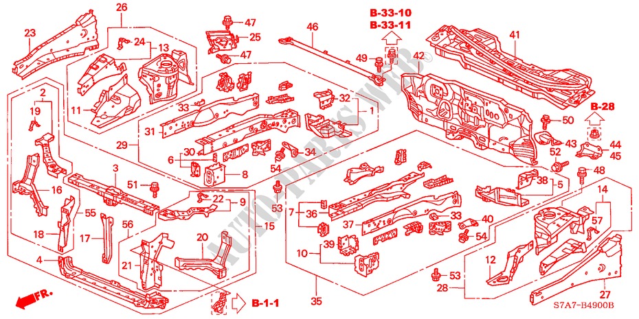 FRONT BULKHEAD/DASHBOARD for Honda STREAM 2.0ES 5 Doors 5 speed manual 2001