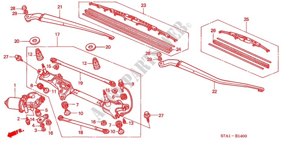 FRONT WIPER (RH) for Honda STREAM 1.7S 5 Doors 5 speed manual 2001