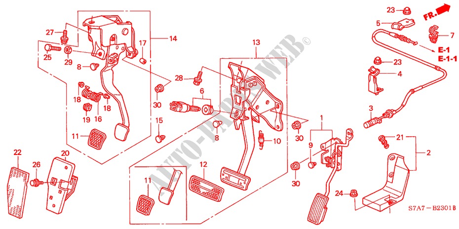 PEDAL (RH) for Honda STREAM 1.7S 5 Doors 5 speed manual 2001