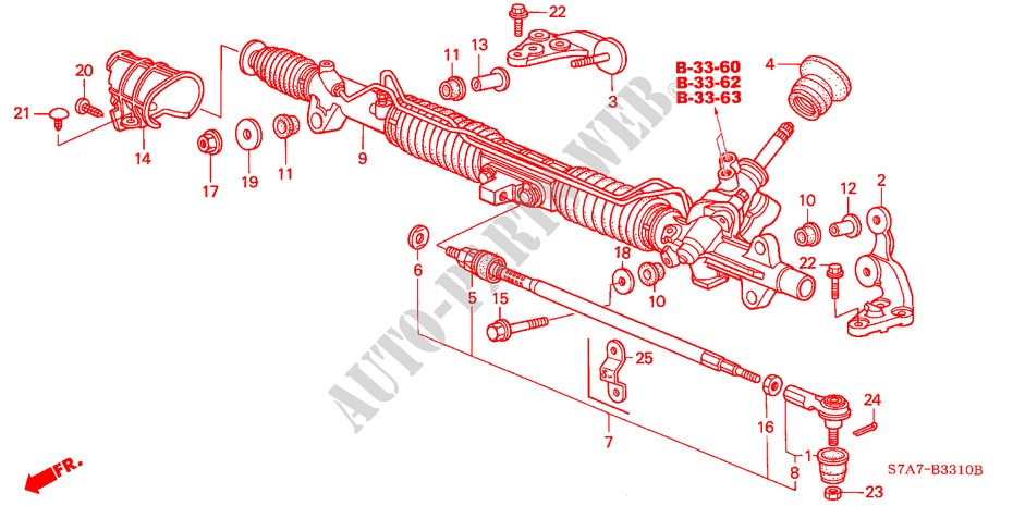 POWER STEERING GEAR BOX (HPS) (LH) for Honda STREAM 1.7ES 5 Doors 5 speed manual 2001