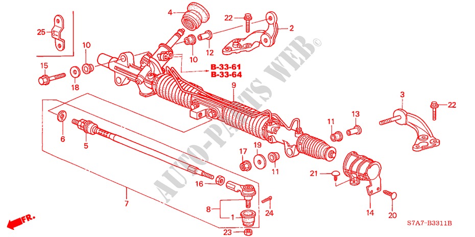 POWER STEERING GEAR BOX (HPS) (RH) for Honda STREAM 1.7S 5 Doors 5 speed manual 2001