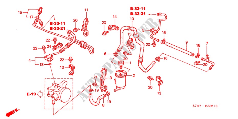 POWER STEERING LINES (1.7L) (RH) for Honda STREAM 1.7ES 5 Doors 5 speed manual 2002