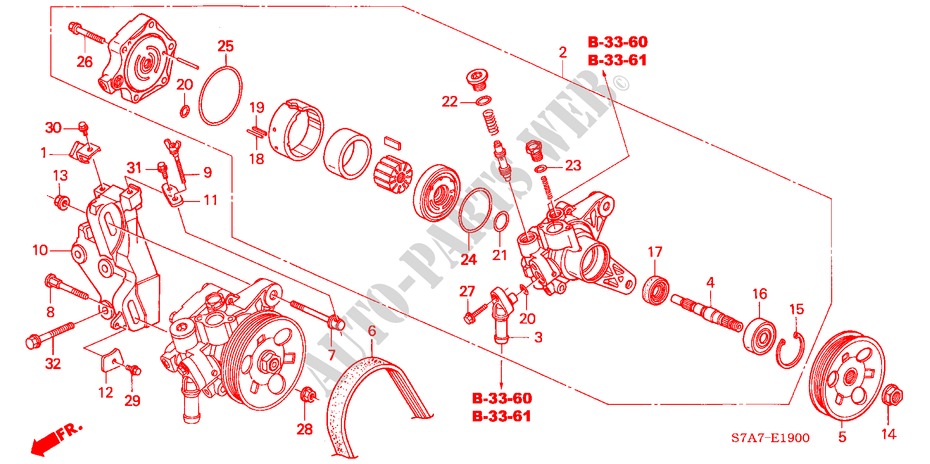 POWER STEERING PUMP/ BRACKET (1.7L) for Honda STREAM 1.7ES 5 Doors 5 speed manual 2001