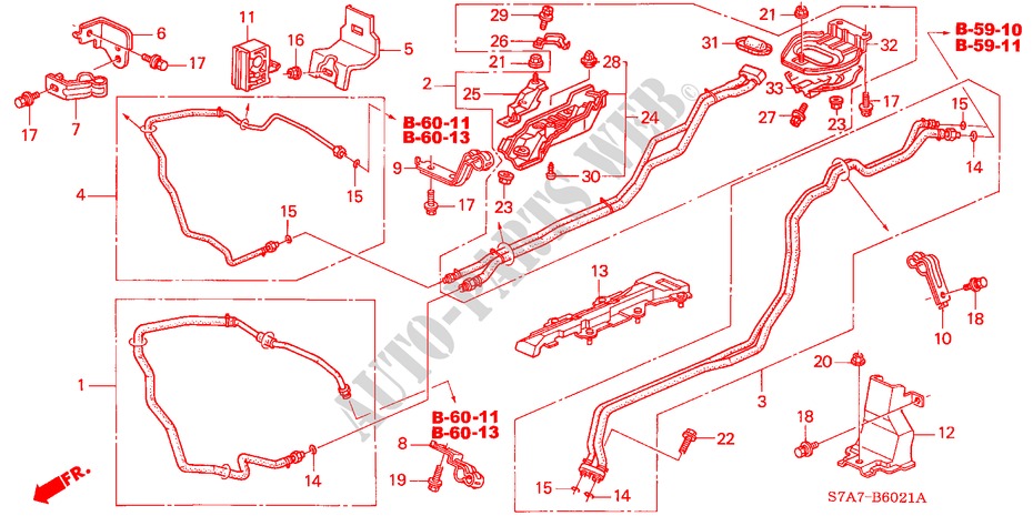 RR. HOSE/RR. PIPE (RH) (DUAL) (2.0L) for Honda STREAM 2.0SE 5 Doors 5 speed manual 2004