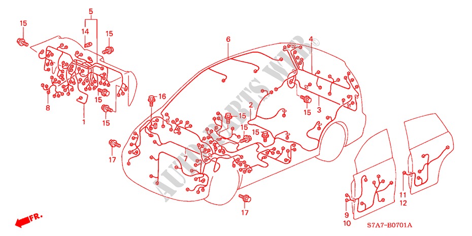 WIRE HARNESS (RH) for Honda STREAM 1.7S 5 Doors 5 speed manual 2001