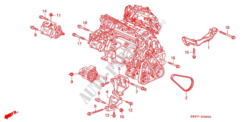 ALTERNATOR BRACKET (L4) for Honda ACCORD COUPE 2.0IES 2 Doors 5 speed manual 2000