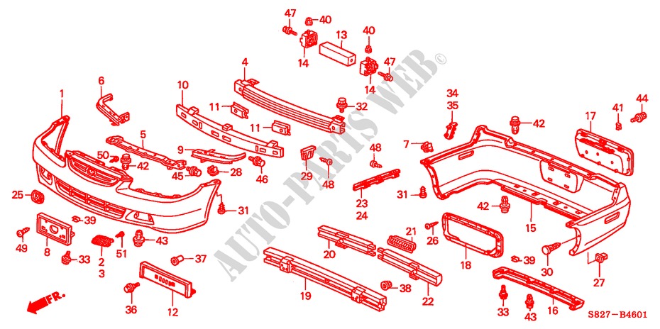 BUMPERS ('01 ) for Honda ACCORD COUPE 3.0IV6 2 Doors 4 speed automatic 2001