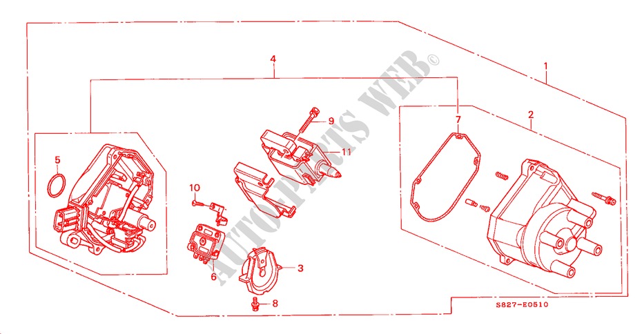 DISTRIBUTOR (HITACHI)(L4) for Honda ACCORD COUPE 2.0IES 2 Doors 5 speed manual 1998