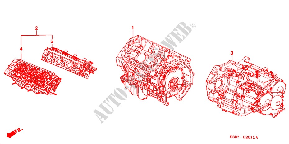 ENGINE ASSY./ TRANSMISSION ASSY. (V6) for Honda ACCORD COUPE 3.0IV6 2 Doors 4 speed automatic 2000