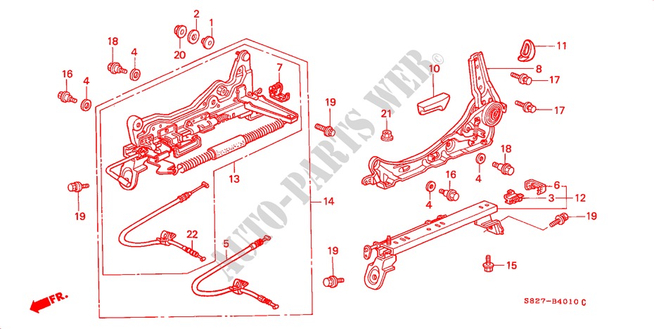 FRONT SEAT COMPONENTS (L.)(1) for Honda ACCORD COUPE 2.0IES 2 Doors 4 speed automatic 1998