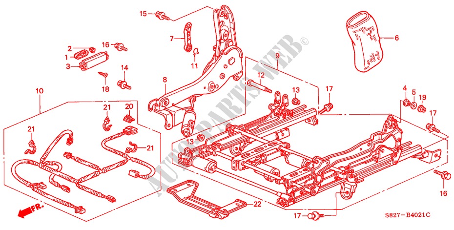 FRONT SEAT COMPONENTS (R.)(2) for Honda ACCORD COUPE 2.0IES 2 Doors 4 speed automatic 1998