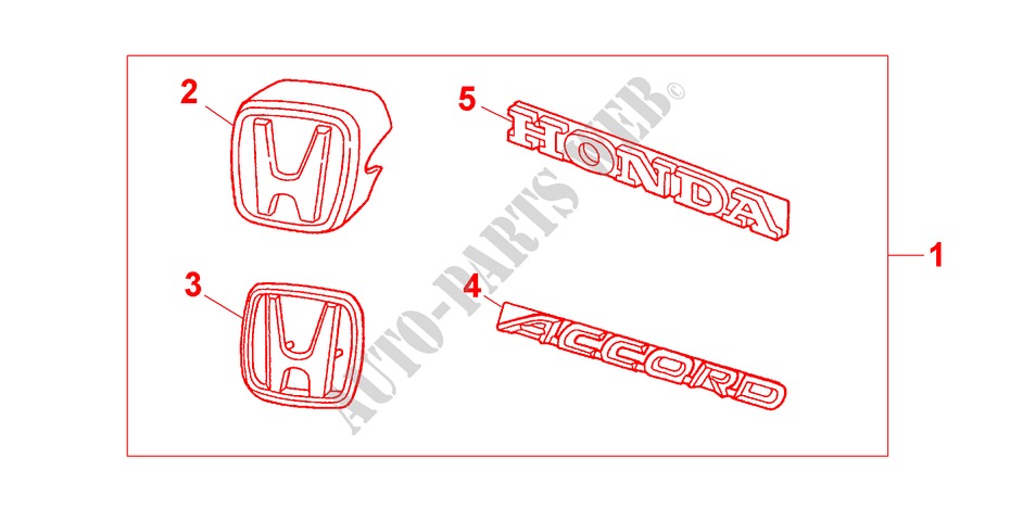 GOLD EMBLEM for Honda ACCORD COUPE 2.0IES 2 Doors 5 speed manual 2000