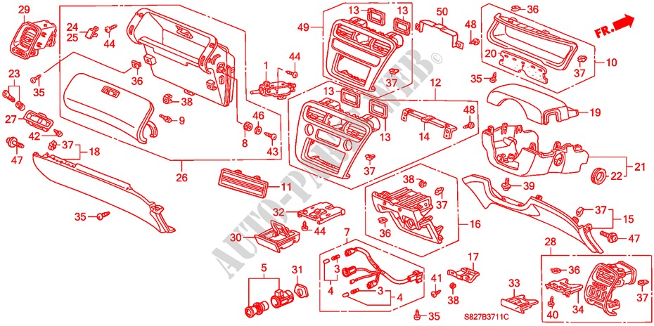 INSTRUMENT PANEL GARNISH (RH) for Honda ACCORD COUPE 2.0IES 2 Doors 5 speed manual 1998