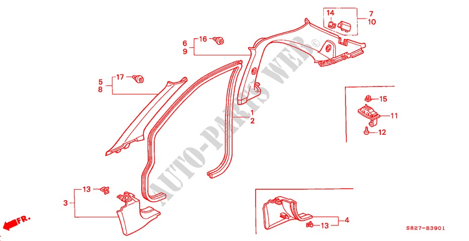 PILLAR GARNISH (RH) for Honda ACCORD COUPE 2.0IES 2 Doors 5 speed manual 2001