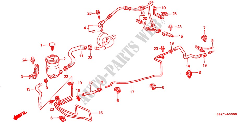 POWER STEERING LINES (V6) (RH) for Honda ACCORD COUPE 3.0IV6 2 Doors 4 speed automatic 1999