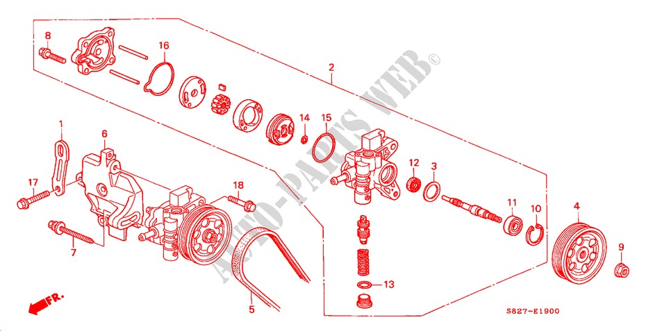 POWER STEERING PUMP/ BRACKET (L4) for Honda ACCORD COUPE 2.0IES 2 Doors 5 speed manual 1998