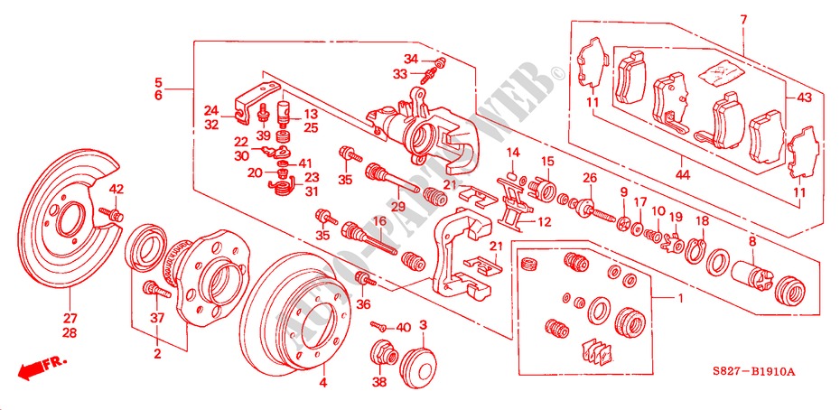 REAR BRAKE (DISK)(L4) for Honda ACCORD COUPE VTI 2 Doors 5 speed manual 2000