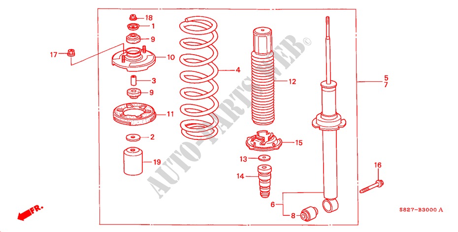 REAR SHOCK ABSORBER for Honda ACCORD COUPE VTI 2 Doors 5 speed manual 2001