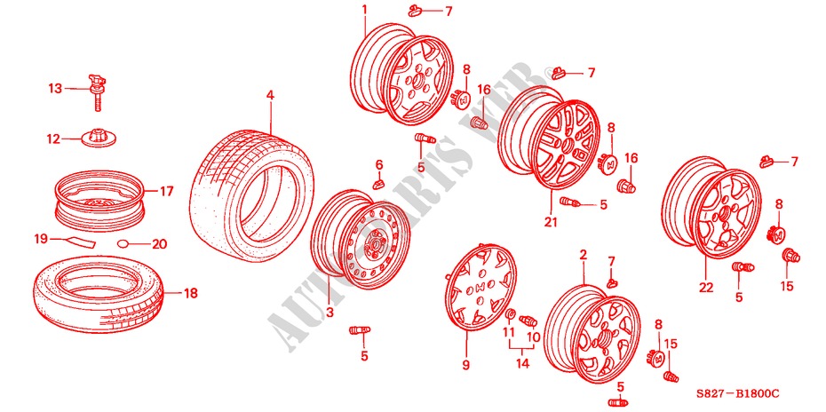 TIRE/WHEEL DISKS for Honda ACCORD COUPE 2.0IES 2 Doors 4 speed automatic 1998