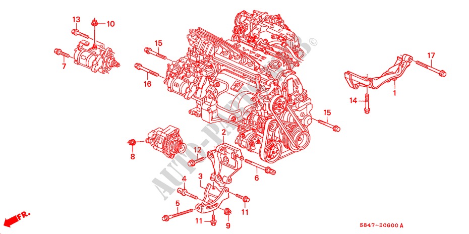 ALTERNATOR BRACKET (L4) for Honda ACCORD 2.3EXI 4 Doors 5 speed manual 2000