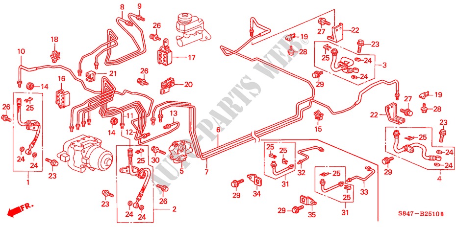 BRAKE LINES (L4) (ABS) (LH) for Honda ACCORD 2.3VTI 4 Doors 5 speed manual 1999