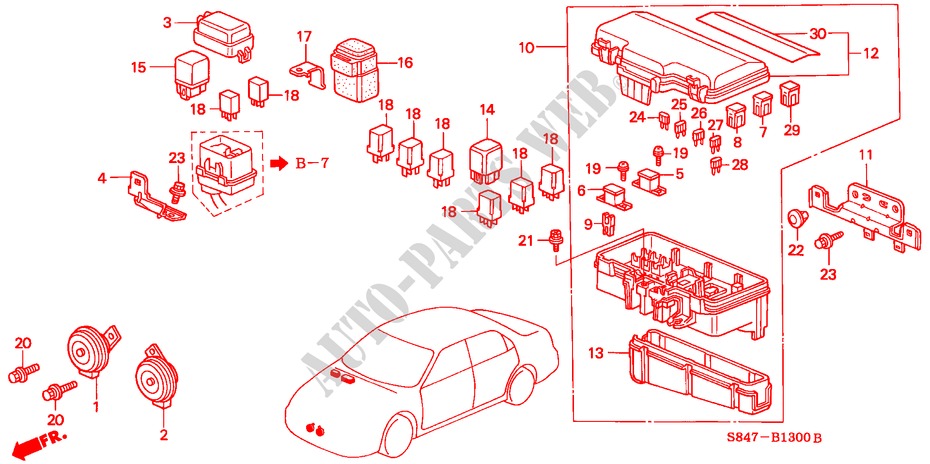CONTROL UNIT (ENGINE ROOM) (LH) for Honda ACCORD 2.3EXI 4 Doors 5 speed manual 2000