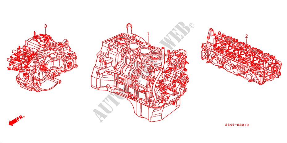 ENGINE ASSY./ TRANSMISSION ASSY. (L4) for Honda ACCORD 2.3EXI 4 Doors 4 speed automatic 2000