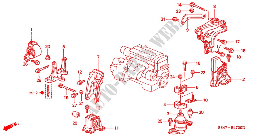 ENGINE MOUNTS (L4) (MT) for Honda ACCORD 2.3VTI 4 Doors 5 speed manual 1999