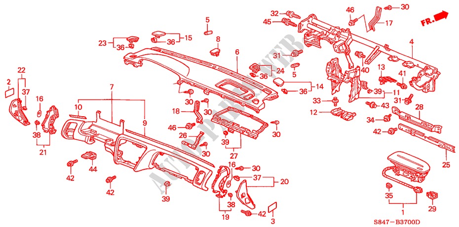 INSTRUMENT PANEL (LH) for Honda ACCORD 2.3EXI 4 Doors 5 speed manual 2000