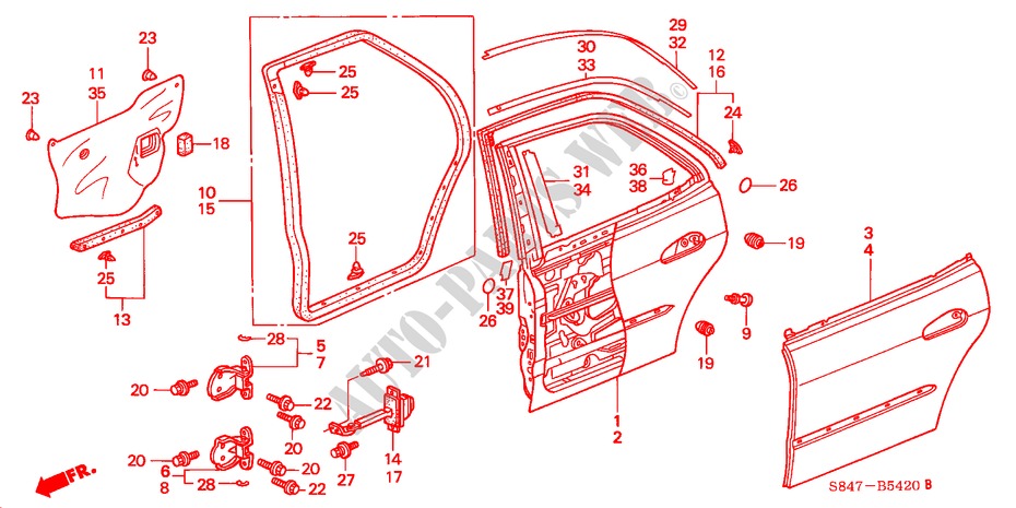 REAR DOOR PANELS for Honda ACCORD 2.3EXI 4 Doors 5 speed manual 2000