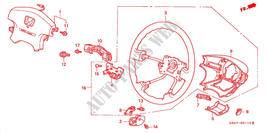 STEERING WHEEL (SRS) (L4) for Honda ACCORD 2.3EXI 4 Doors 5 speed manual 2000