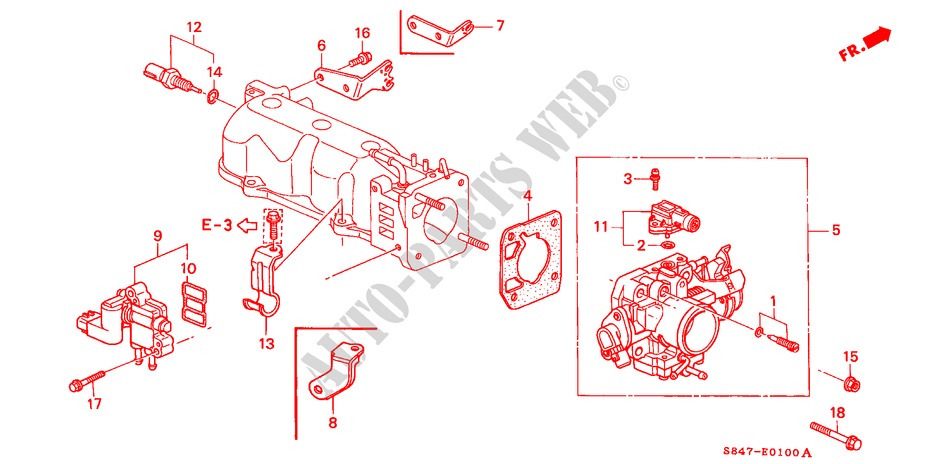 THROTTLE BODY (L4) for Honda ACCORD 2.3EXI 4 Doors 5 speed manual 2000
