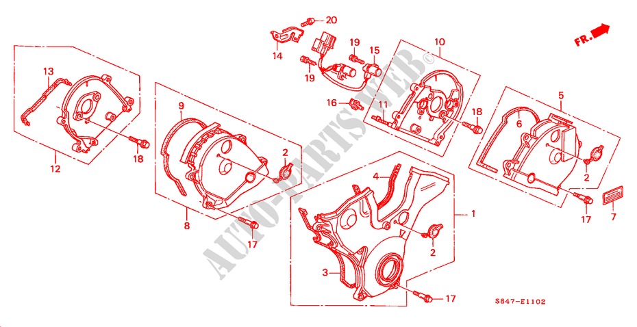 TIMING BELT COVER (V6) for Honda ACCORD 3.0V6 4 Doors 4 speed automatic 2002