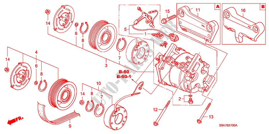 AIR CONDITIONER (COMPRESSOR) for Honda CR-V RV-I 5 Doors 5 speed manual 2005