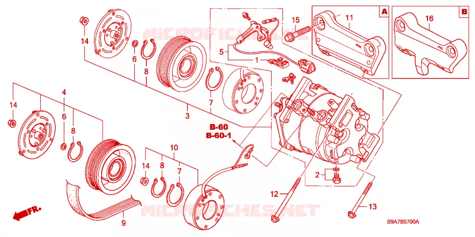 AIR CONDITIONER (COMPRESSOR) Honda  CRV 2002 RVI 4 speed automatic 
