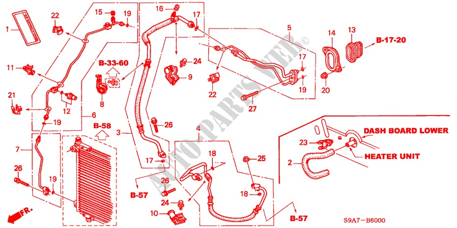 AIR CONDITIONER (HOSES/PIPES)(LH) for Honda CR-V LS 5 Doors 5 speed manual 2003