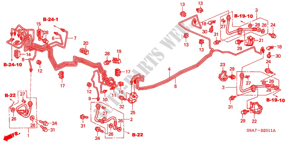 BRAKE LINES (ABS) (RH) for Honda CR-V SE-S 5 Doors 5 speed manual 2004