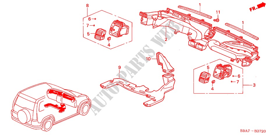 DUCT(LH) for Honda CR-V LS 5 Doors 5 speed manual 2003