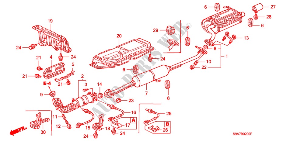 EXHAUST PIPE/SILENCER for Honda CR-V LS 5 Doors 5 speed manual 2003