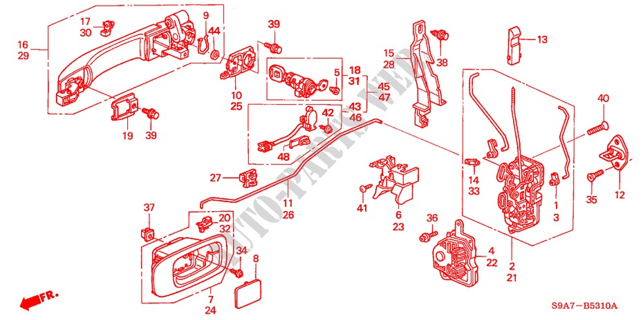 FRONT DOOR LOCKS/ OUTER HANDLE(1) for Honda CR-V LS 5 Doors 5 speed manual 2003