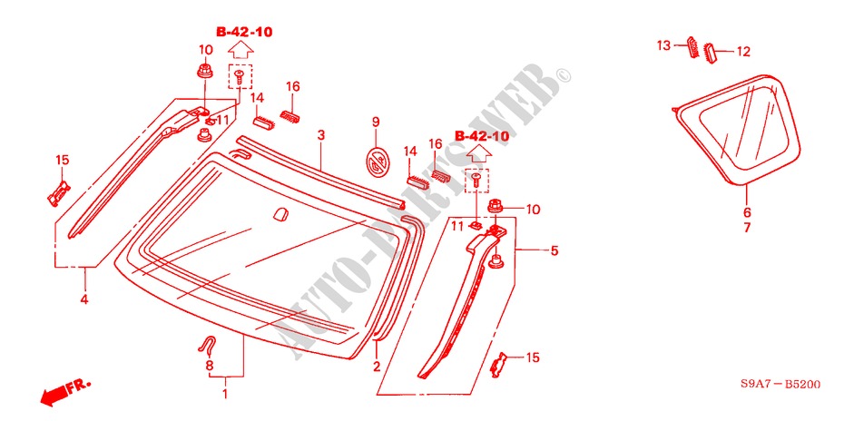 FRONT WINDSHIELD/ QUARTER GLASS for Honda CR-V RV-I 5 Doors 5 speed manual 2005