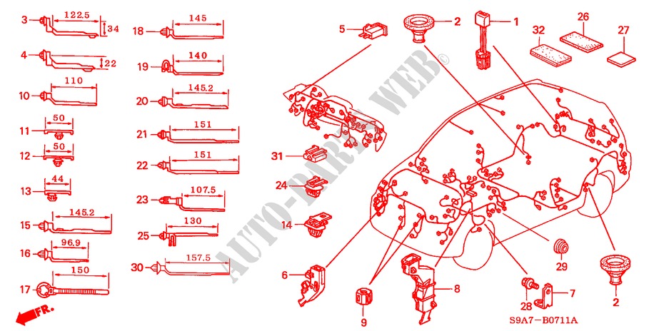 HARNESS BAND/BRACKET (RH) for Honda CR-V SE-S 5 Doors 5 speed manual 2004