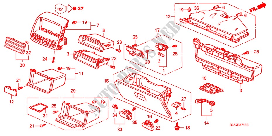 INSTRUMENT PANEL GARNISH (LH)(PASSENGER SIDE) for Honda CR-V RV-I 5 Doors 5 speed manual 2005