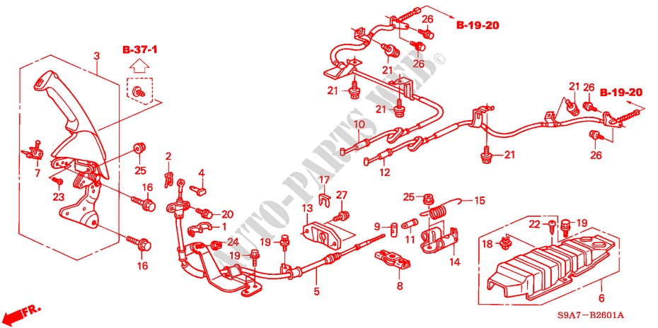 PARKING BRAKE (RH) for Honda Cars CR-V SE 5 Doors 4 speed automatic 2003 Honda Crv Brake Line Diagram