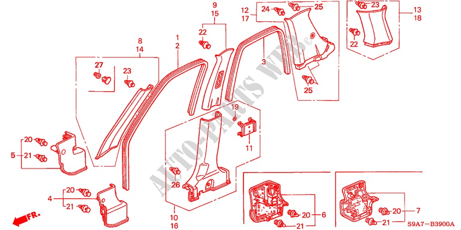 PILLAR GARNISH for Honda CR-V S 5 Doors 5 speed manual 2004